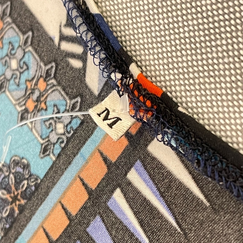 Boho Patchwork Crop Top Medium Blue Multicolor Sl… - image 2